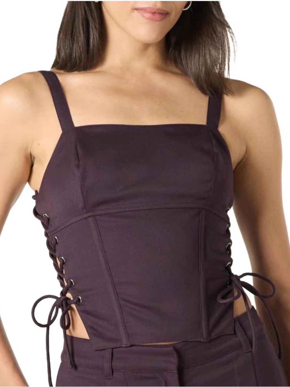 The Drop Side Tie Corset Plum Purple Size XS Fairycore Whimsical Baddie Top NWT